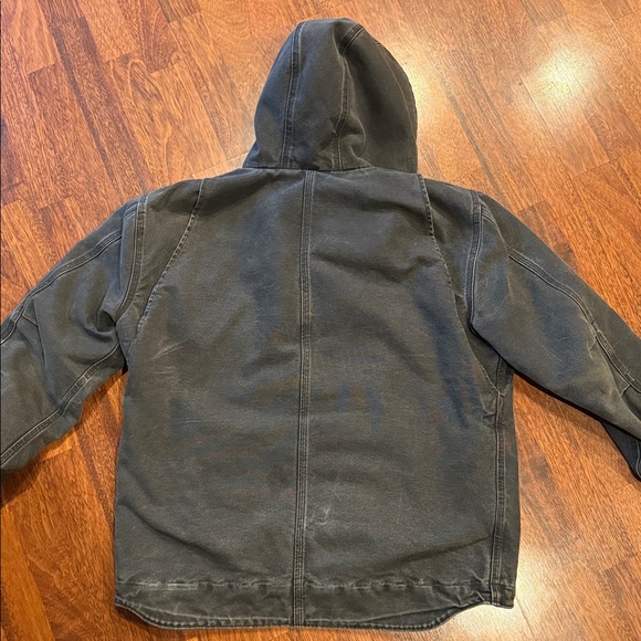 Vintage Distressed Carhartt Men's Dark Gray Hooded Jacket - Picture 6 of 6
